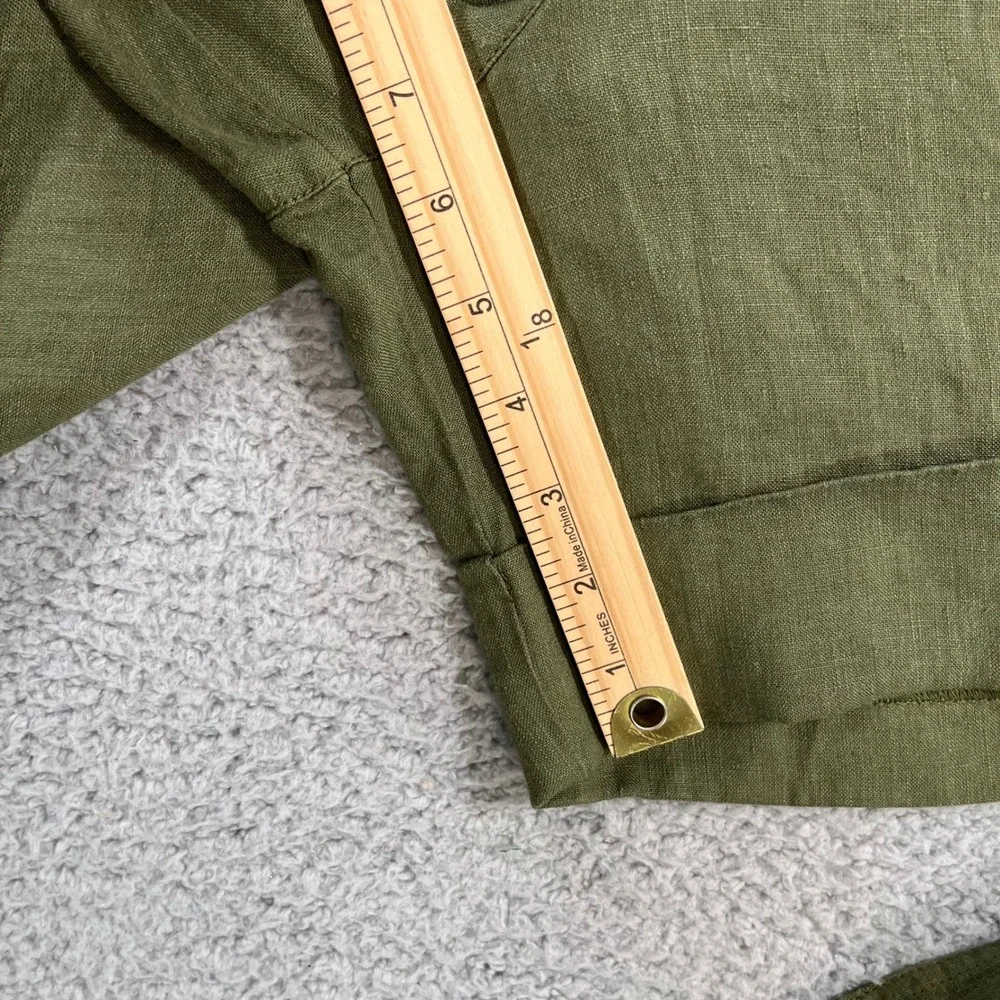 Wrap London Forest Green 100% Linen Belted Shorts Size US 16 NWT - Picture 11 of 16